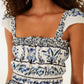 Flowers Arch Gathered Blouse-Tops/Blouses-Uniquities