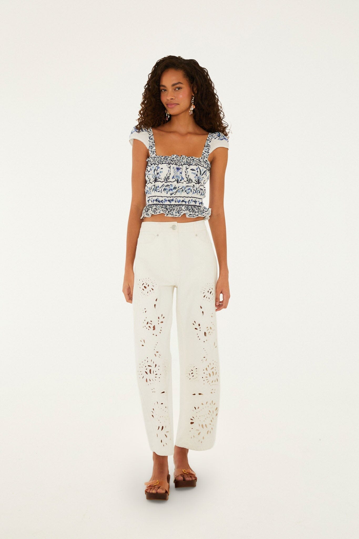 Flowers Arch Gathered Blouse-Tops/Blouses-Uniquities