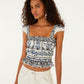 Flowers Arch Gathered Blouse-Tops/Blouses-Uniquities