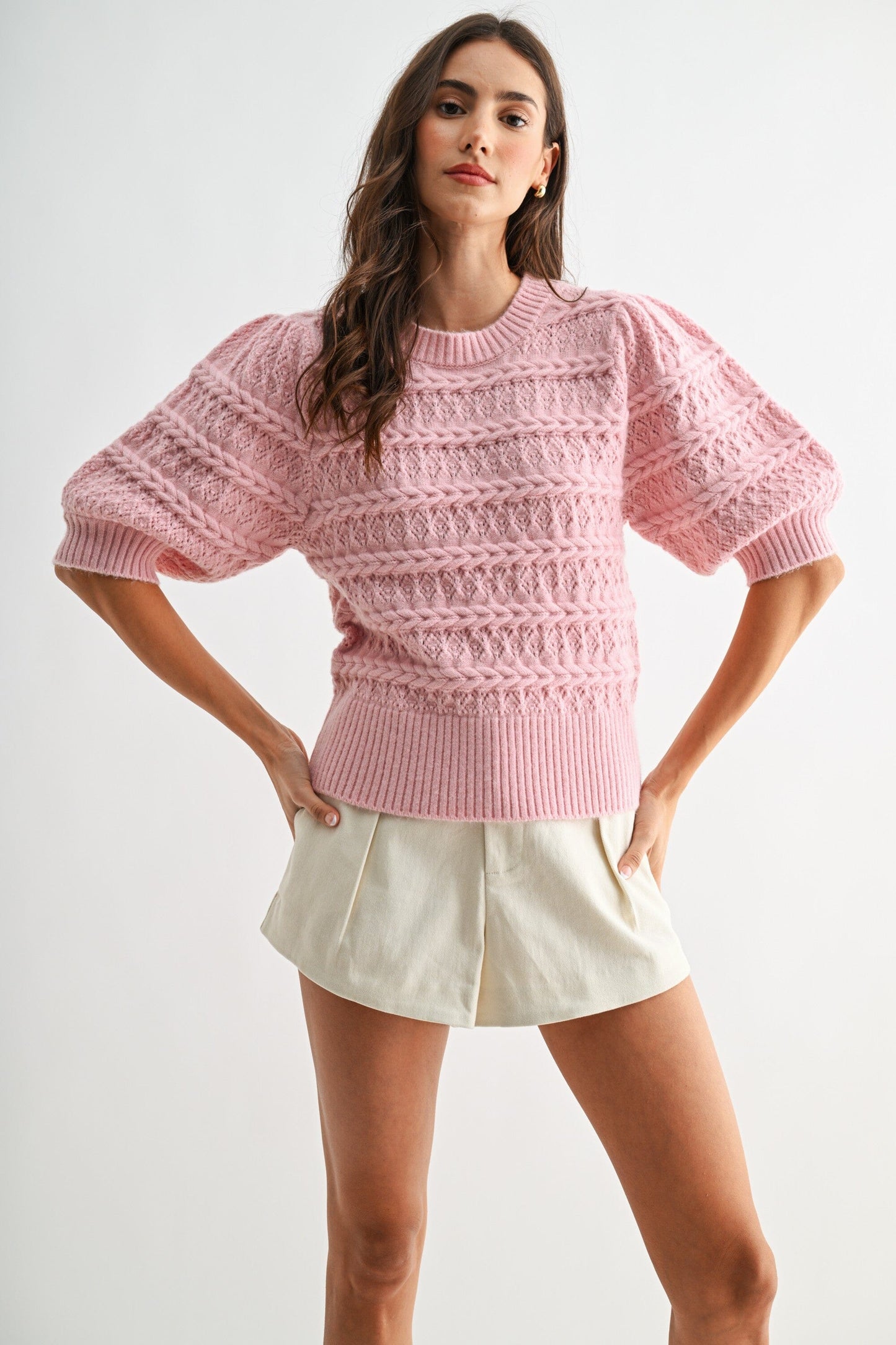 Kaelia Short Sleeve Sweater-Tops/Blouses-Uniquities