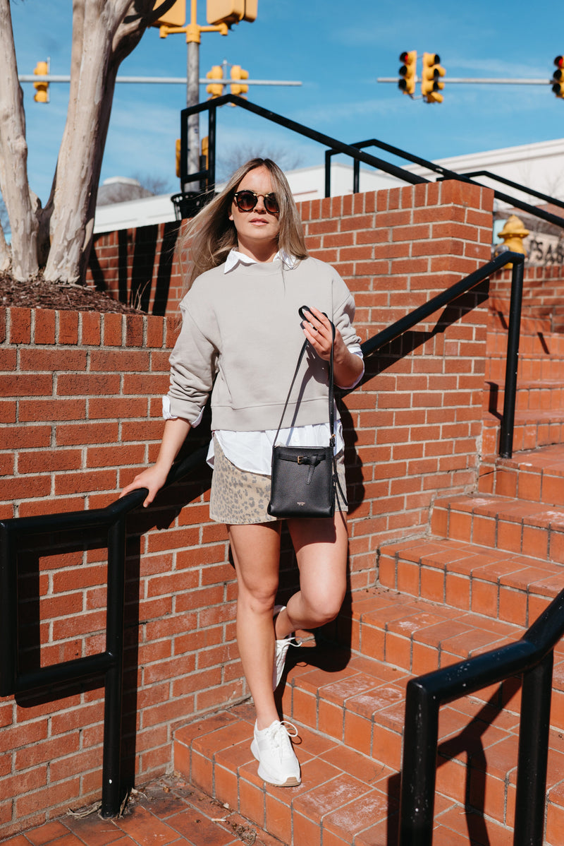 Ramona Mini Skirt in Natural Cheetah-Denim-Uniquities