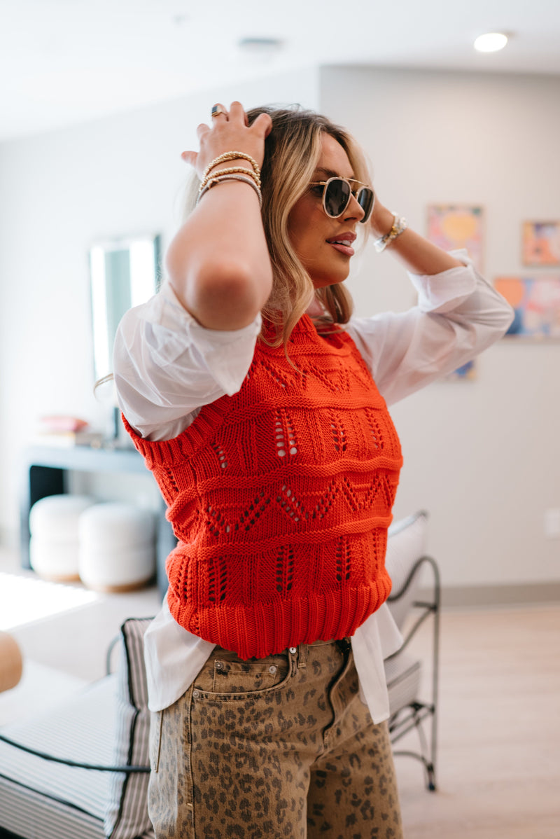 Wavy Pointelle Muscle Tee-Sweaters-Uniquities