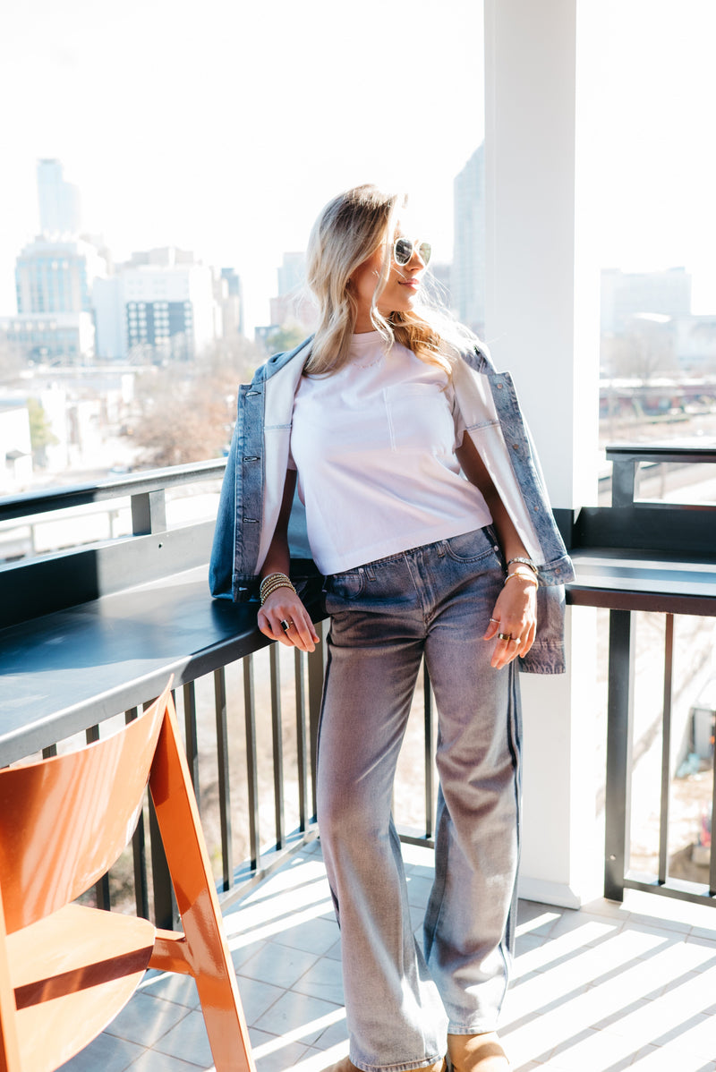 Miramar Wide Leg Track Pant-Denim-Uniquities