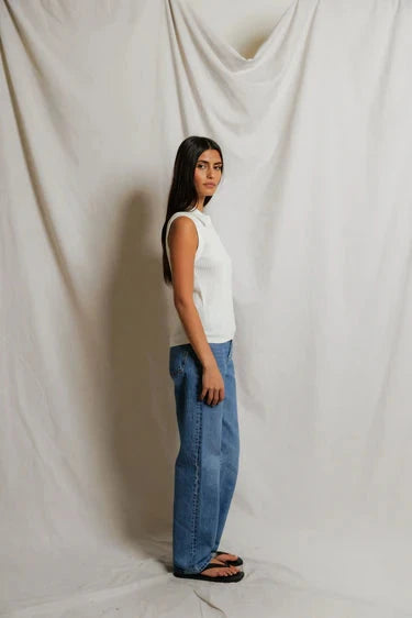 Fran Pointelle Collared Tank-Tops/Blouses-Uniquities