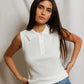 Fran Pointelle Collared Tank-Tops/Blouses-Uniquities
