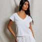 Pearl V Neck Tee-Tops/Blouses-Uniquities