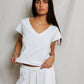 Pearl V Neck Tee-Tops/Blouses-Uniquities