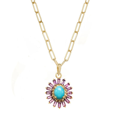 Amethyst/Turquoise Necklace-Jewelry-Uniquities