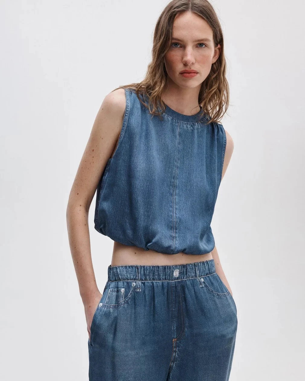 Miramar Satin Mica Bubble Top-Tops/Blouses-Uniquities