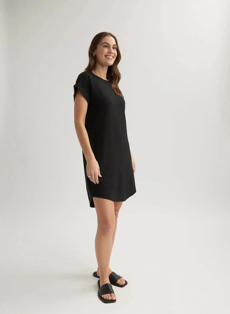 Roll Sleeve T-shirt Dress-Dresses-Uniquities