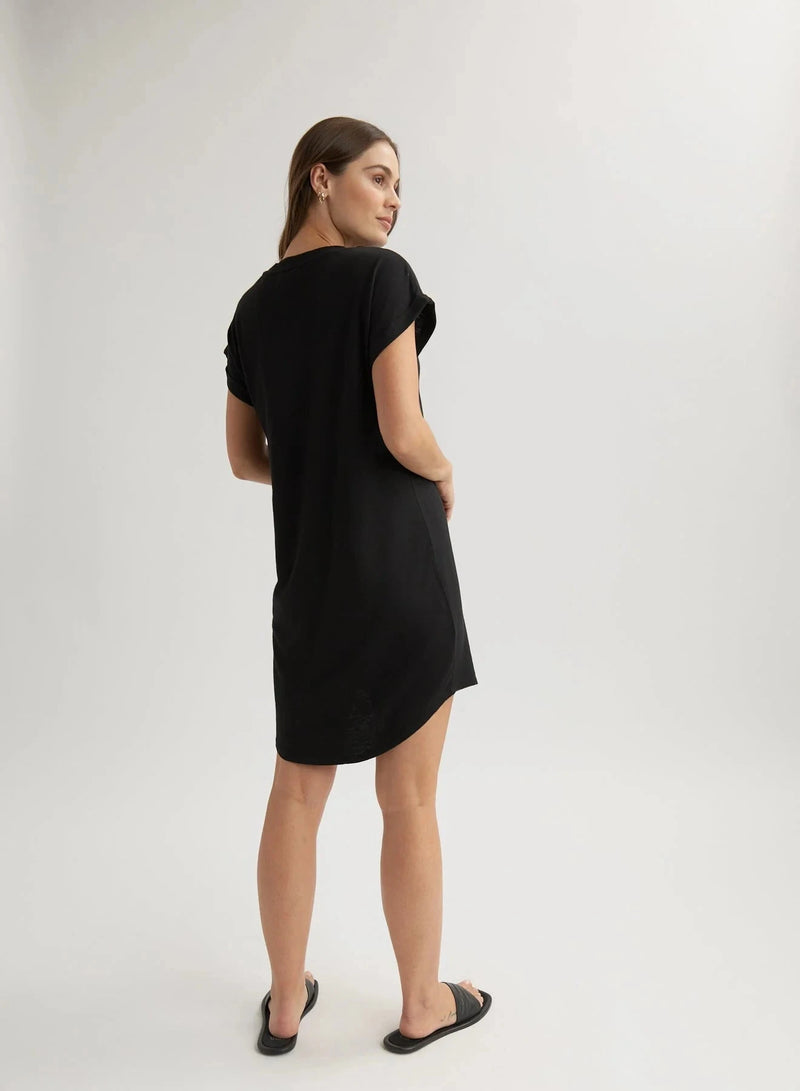 Roll Sleeve T-shirt Dress-Dresses-Uniquities