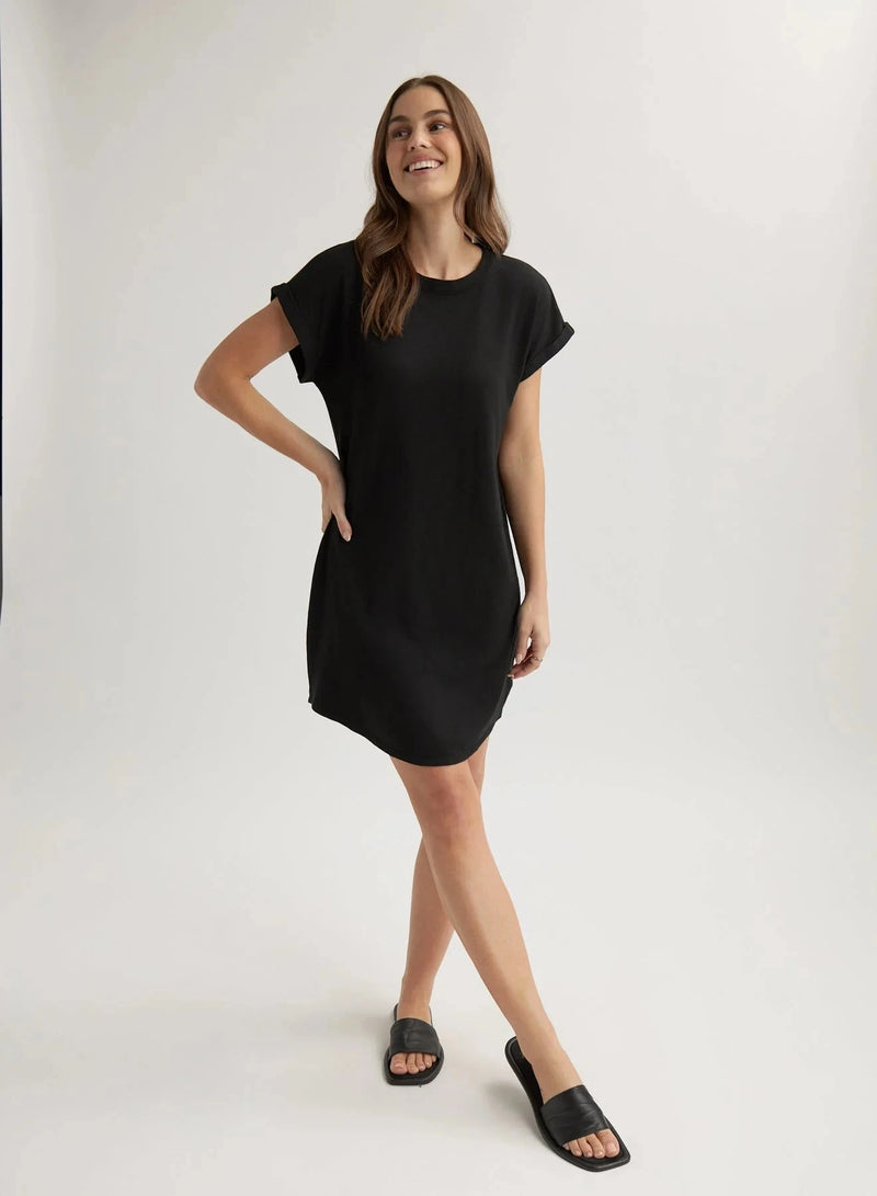 Roll Sleeve T-shirt Dress-Dresses-Uniquities