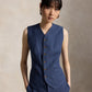 Linen-Cotton Twill Vest-Tops/Blouses-Uniquities