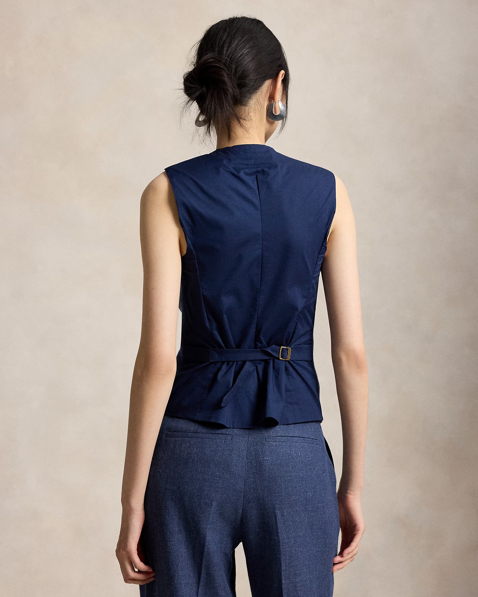 Linen-Cotton Twill Vest-Tops/Blouses-Uniquities