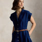 Linen Woven Collared Dress-Dresses-Uniquities