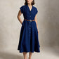 Linen Woven Collared Dress-Dresses-Uniquities