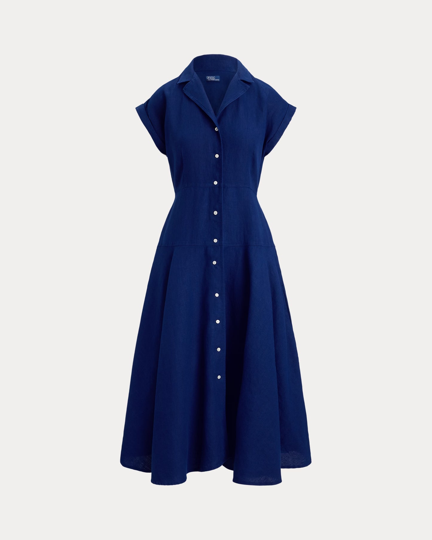 RALPH LAUREN WOMEN Linen Cap-Sleeve Shirt Dress East Side Royal