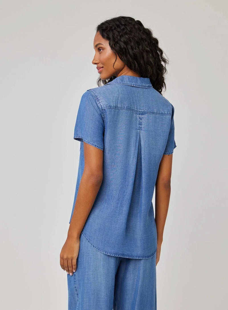Short Sleeve Pocket Button Down-Tops/Blouses-Uniquities