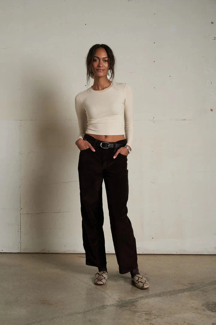 Sienna Luxe Rib Cropped Long Sleeve Tee-Tee Shirts-Uniquities