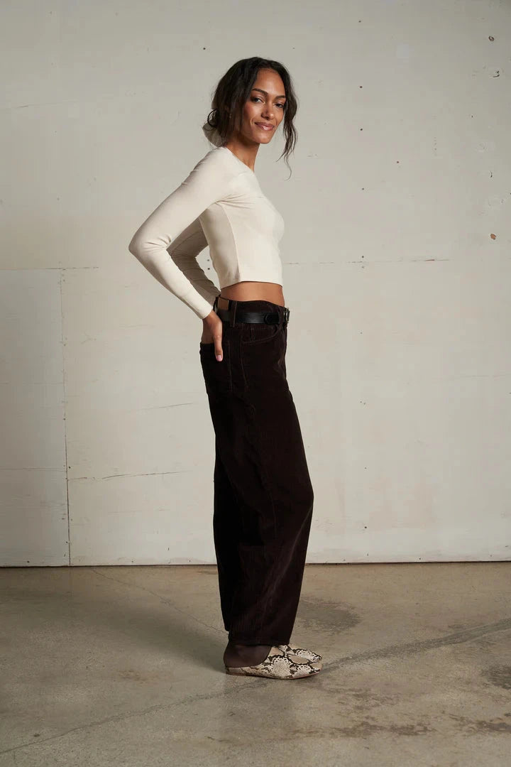 Sienna Luxe Rib Cropped Long Sleeve Tee-Tee Shirts-Uniquities