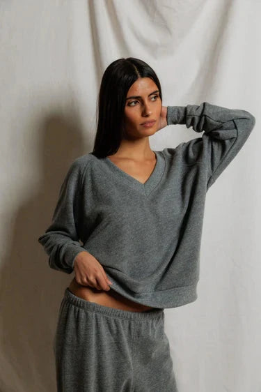 Sinead V Neck Sweatshirt-Tops/Blouses-Uniquities