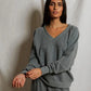 Sinead V Neck Sweatshirt-Tops/Blouses-Uniquities