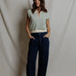 Sloane Stripe Split Tee-Tops/Blouses-Uniquities