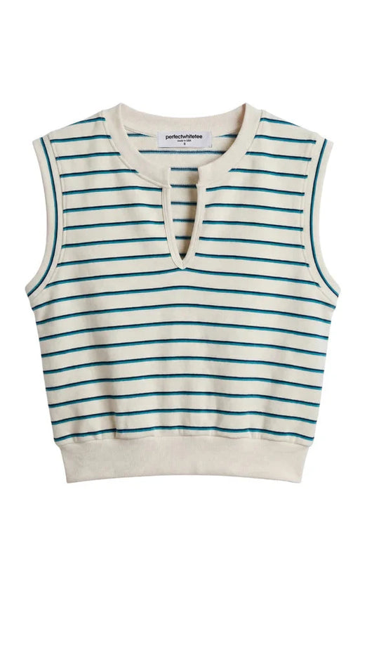 Sloane Stripe Split Tee-Tops/Blouses-Uniquities