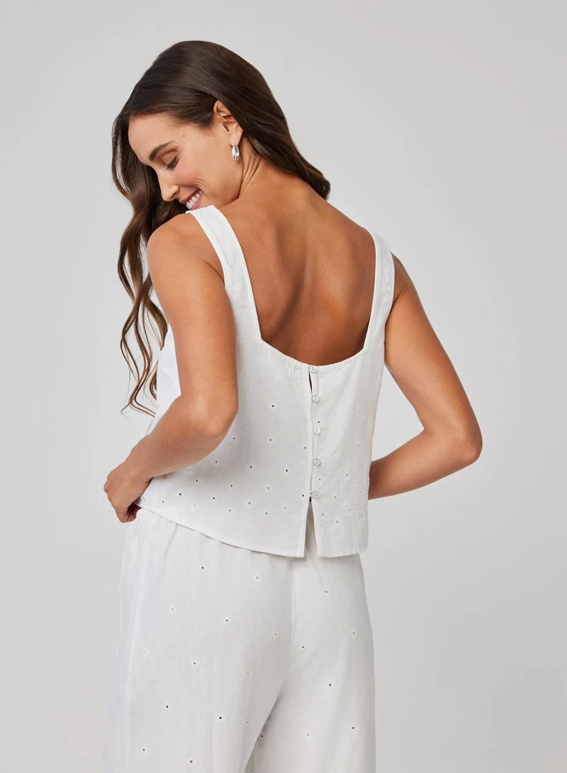 Square Neck Button Back Tank-Tops/Blouses-Uniquities