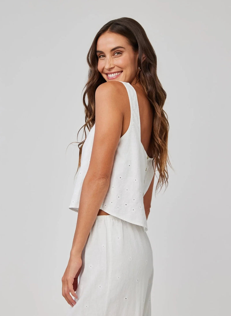 Square Neck Button Back Tank-Tops/Blouses-Uniquities