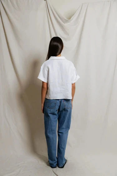 Tabitha Linen Collared Tee-Tops/Blouses-Uniquities