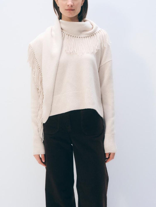 Cashmere Blend Scarf Sweater-Sweaters-Uniquities