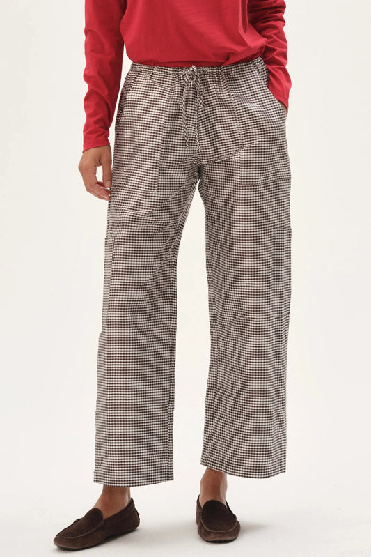 Taffeta Gingham Cargo Pant-Bottoms-Uniquities