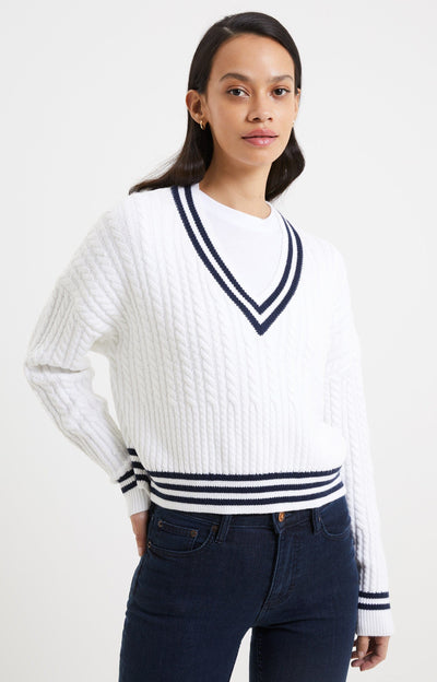 Babysoft Cable V Neck Jumper-Sweaters-Uniquities