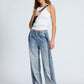 Miramar Wide Leg Track Pant-Denim-Uniquities