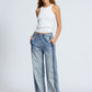 Miramar Wide Leg Track Pant-Denim-Uniquities