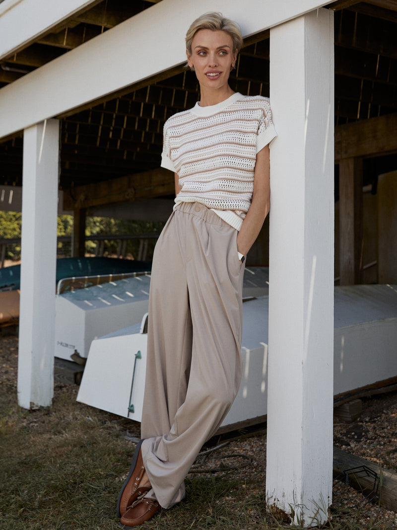 Ciara Stripe Knit Top-Sweaters-Uniquities