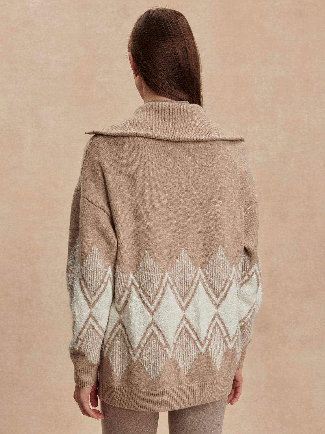 Betty Jacquard Half Zip-Sweaters-Uniquities