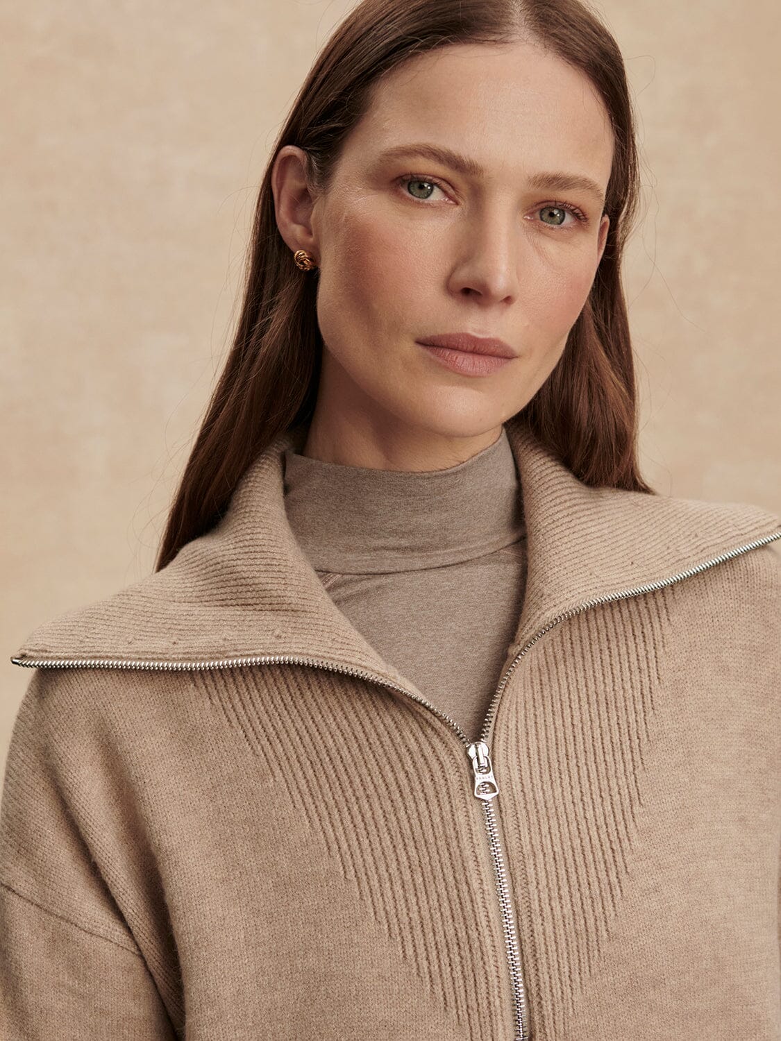 Betty Jacquard Half Zip-Sweaters-Uniquities