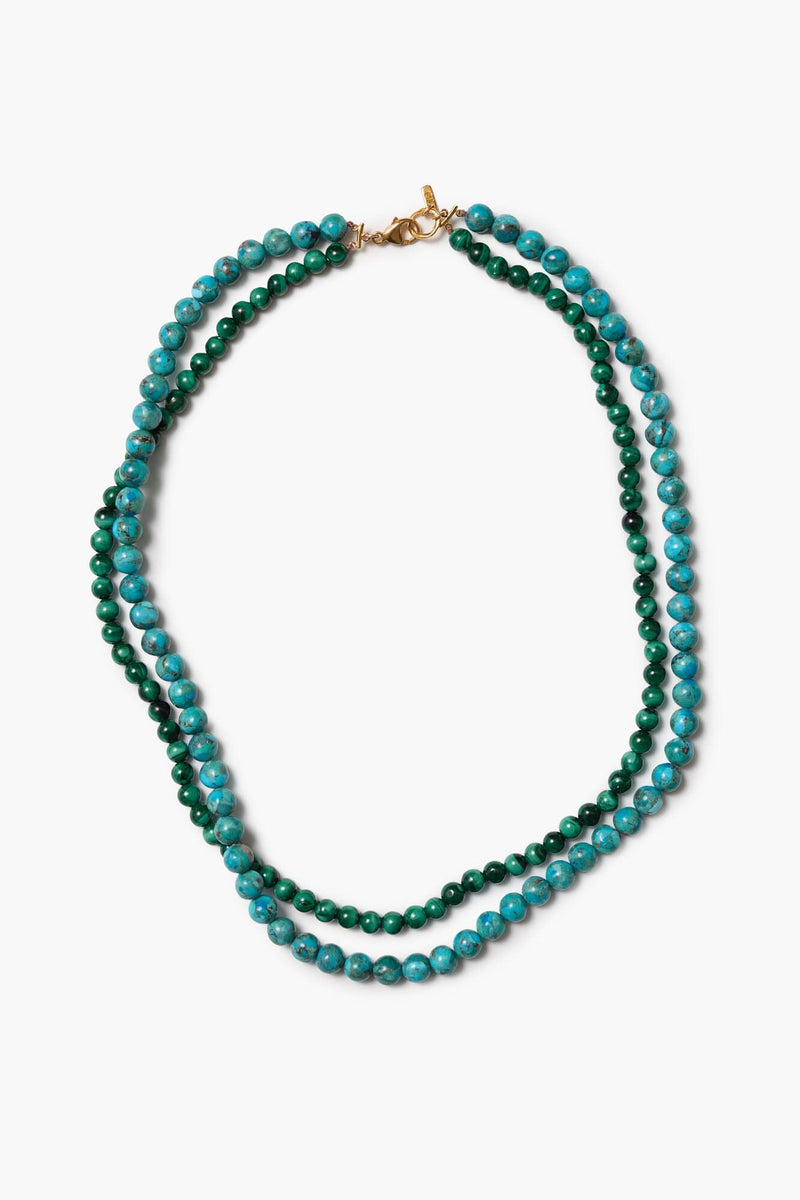 Turquoise & Malachite Bead Necklace-Jewelry-Uniquities