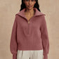 Maura Half Zip Rib Knit-Sweaters-Uniquities