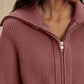 Maura Half Zip Rib Knit-Sweaters-Uniquities