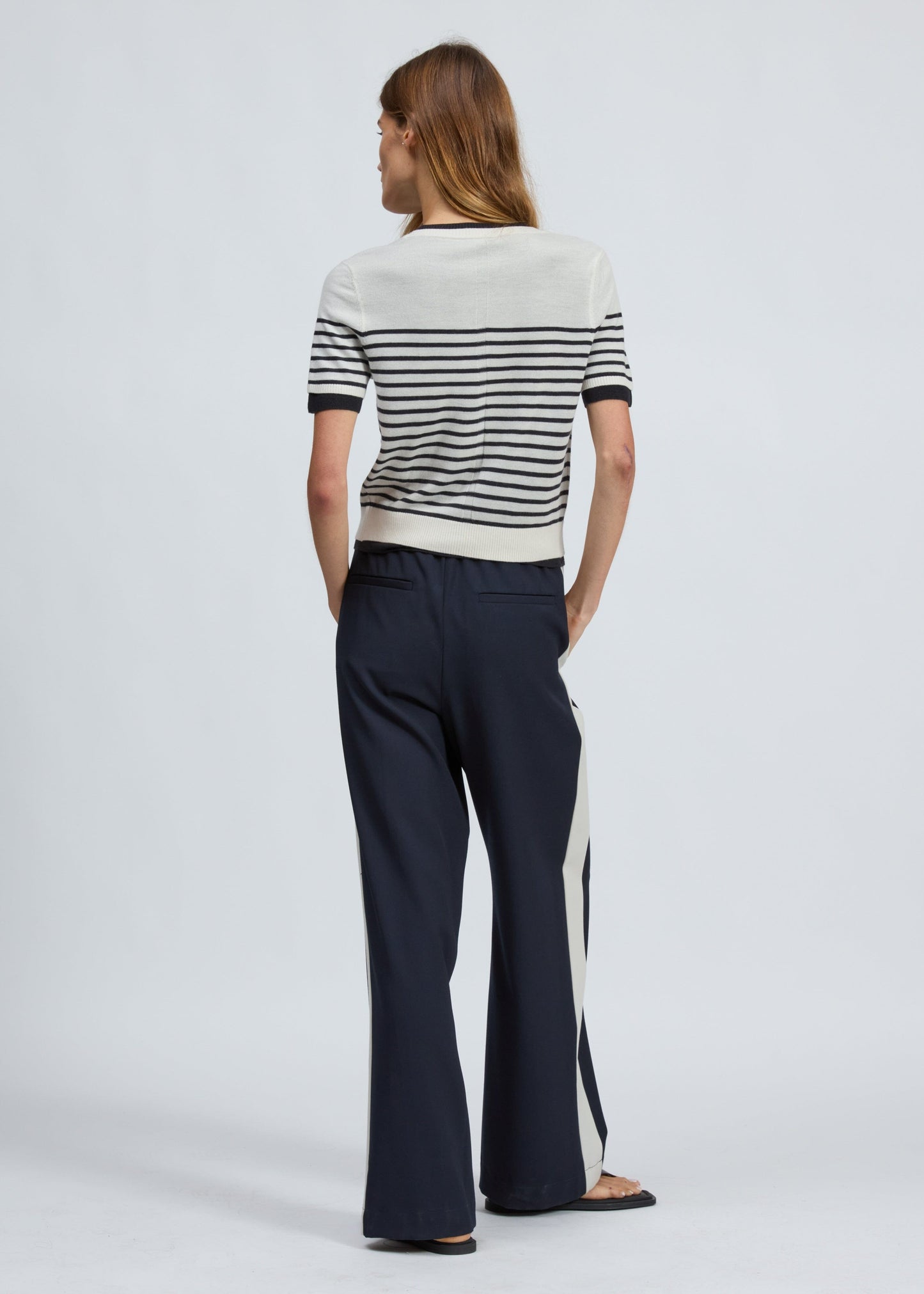 Anne Short Sleeve Stripe Cardigan-Sweaters-Uniquities
