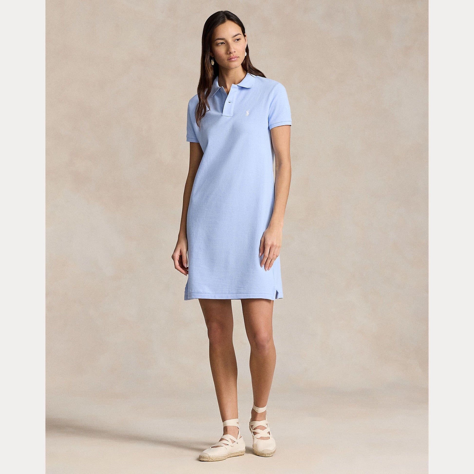 Cotton Mesh Short Sleeve Polo Dress-Dresses-Uniquities