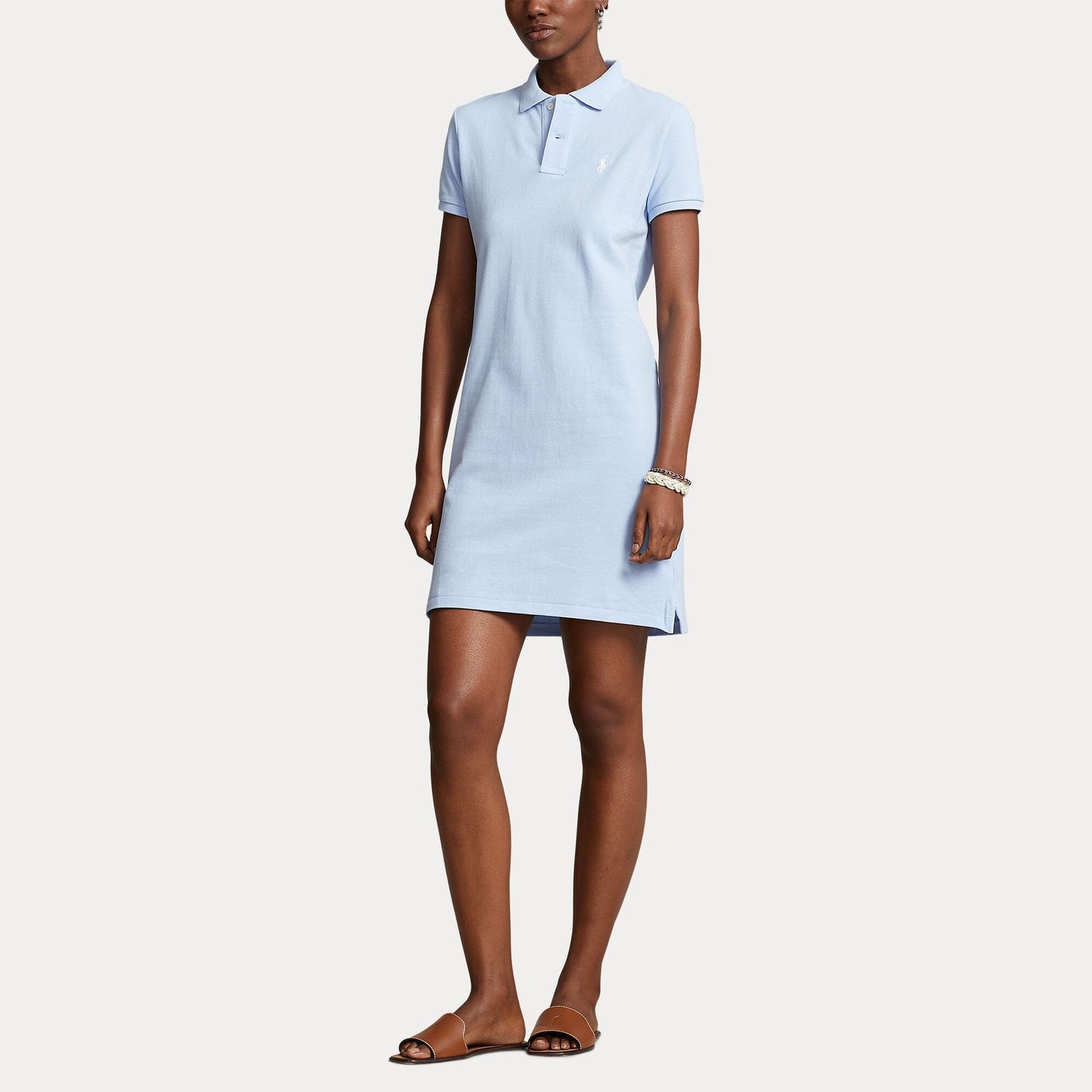 Cotton Mesh Short Sleeve Polo Dress-Dresses-Uniquities