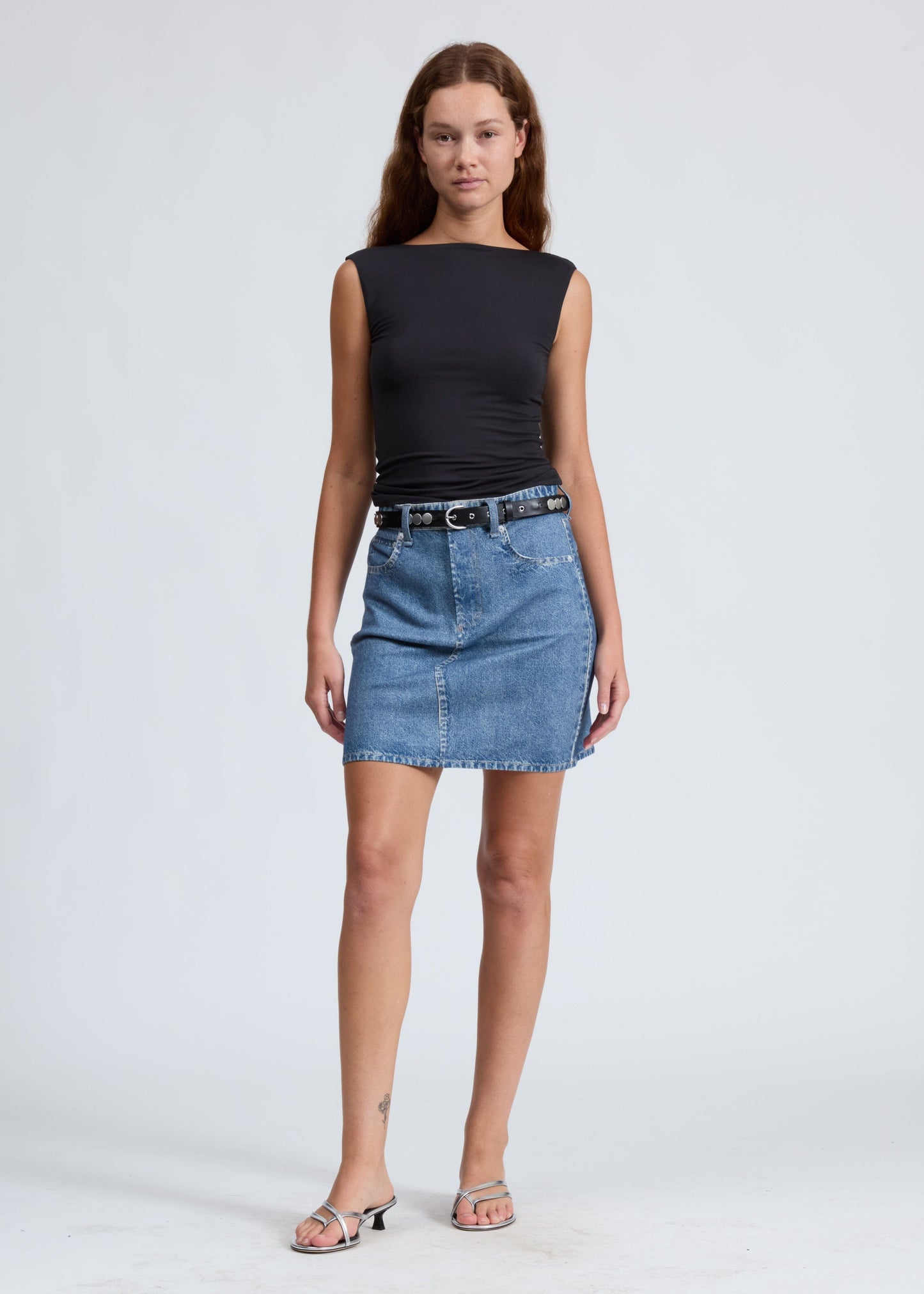 Miramar Ponte Mini Skirt-Denim-Uniquities