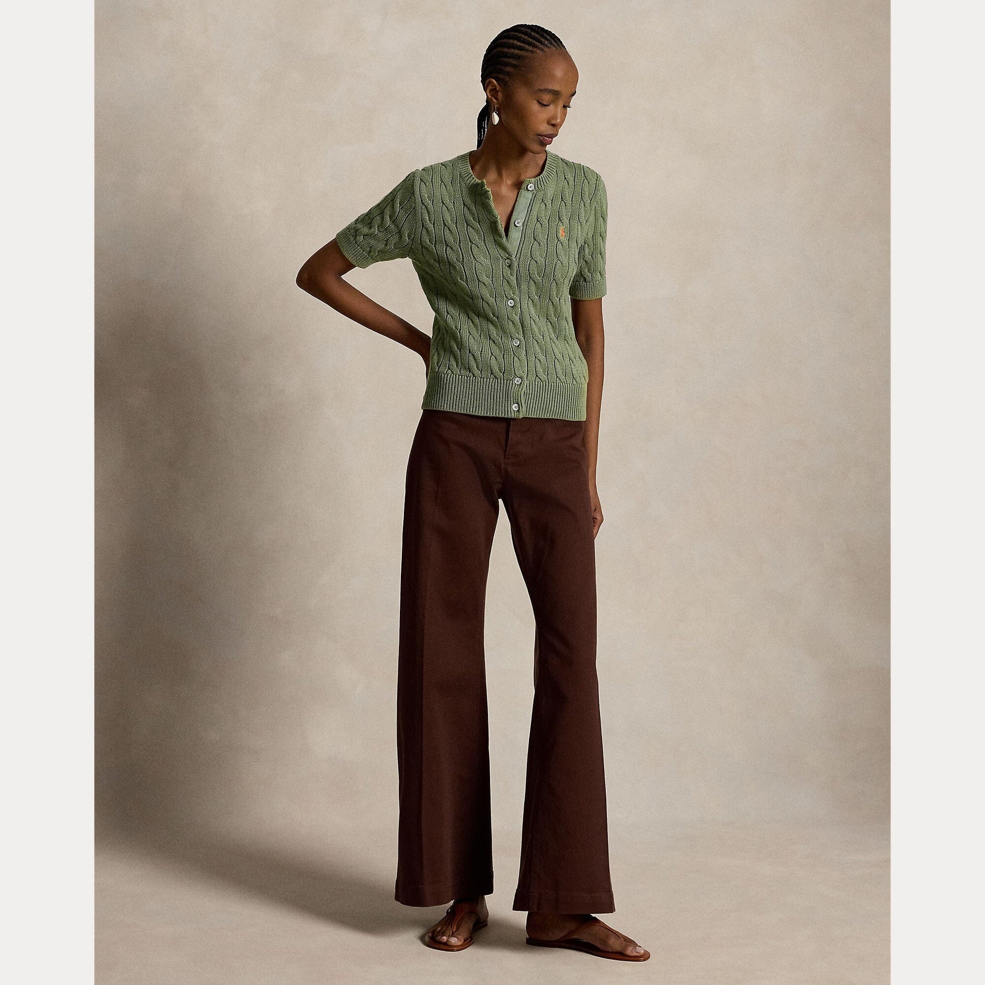 Cotton Short Sleeve Crewneck Cardigan-Sweaters-Uniquities