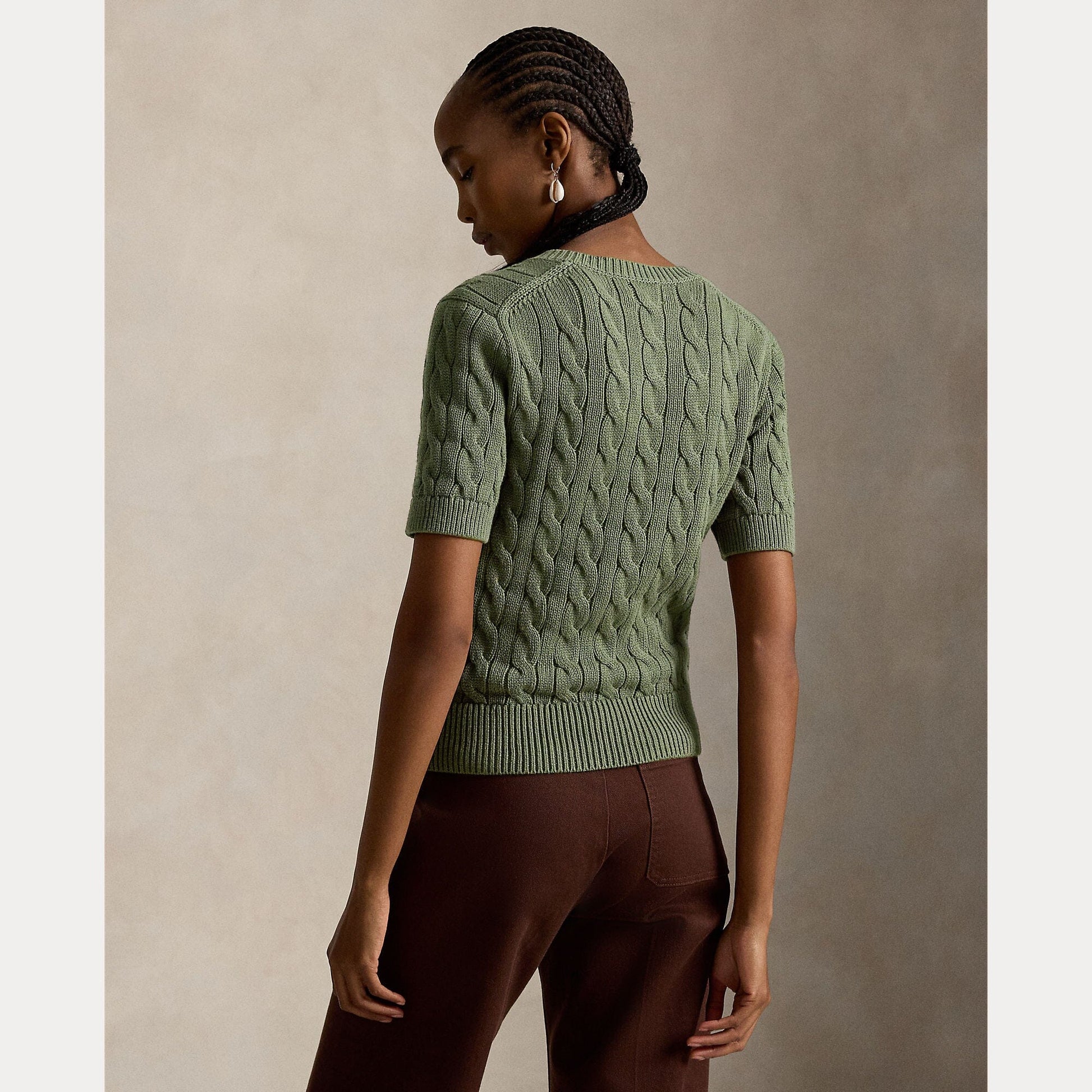 Cotton Short Sleeve Crewneck Cardigan-Sweaters-Uniquities