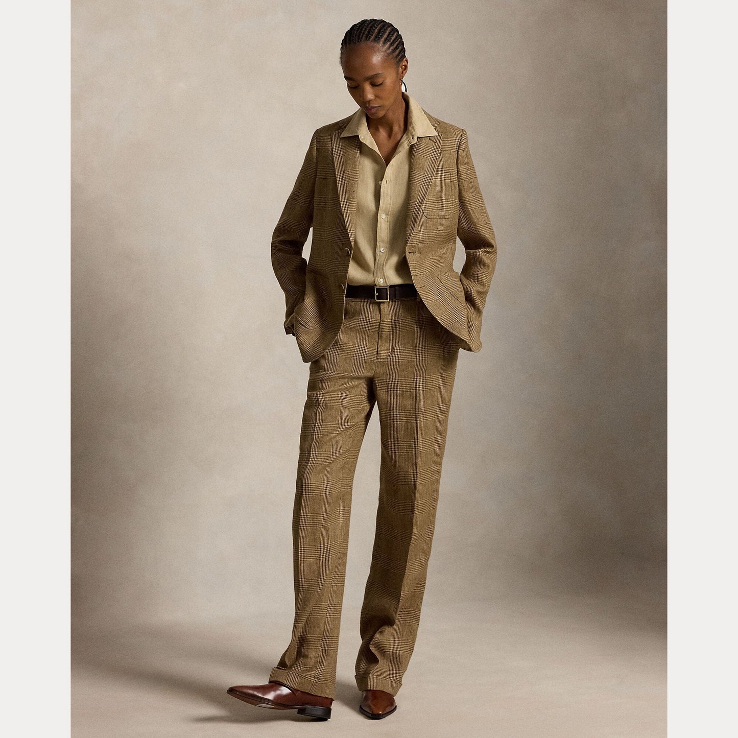 Linen Tweed Straight Pant
