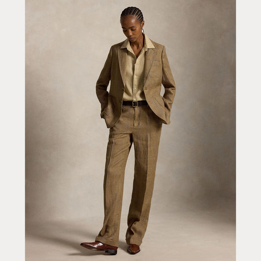 Linen Tweed Straight Pant-Bottoms-Uniquities
